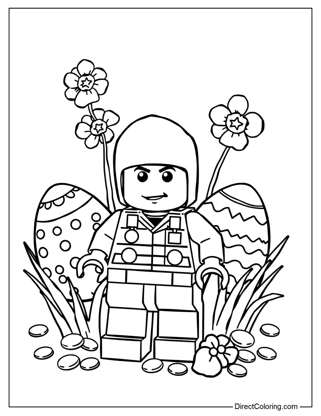 LEGO with Easter Eggs Coloring Page